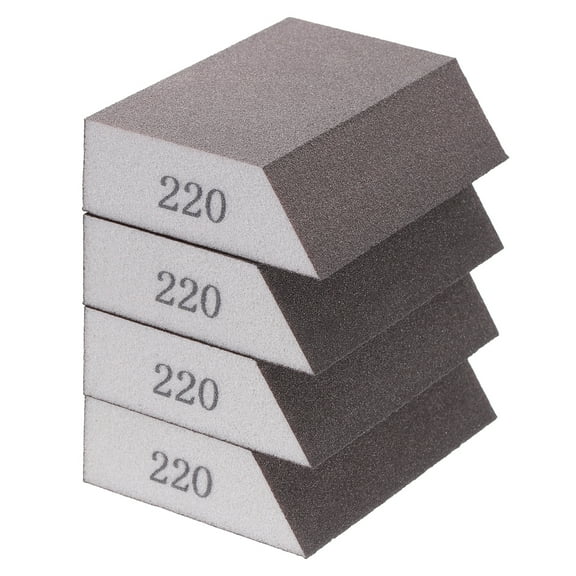 Uxcell 4pcs Sanding Sponge Blocks 220# (1000 Grit) Sanding Sponge with Angled Edge 4"x2.8"x1", Washable and Reusable Foam Sanding Block for Polishing Kitchen Metal Wood Drywall Home
