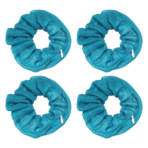 Uxcell 4pcs Scrunchies with Pocket Zipper (2 Inch) - Bling Scrunchie Hair Ties & Elastic Hair Bands, for Girls Women Ponytail Accessories Holder Coins Keys, Blue