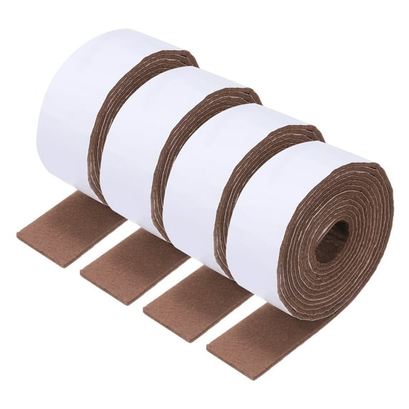 Uxcell 4pcs Self-Adhesive Felt Sheets 118x2 Inches for DIY Arts and Crafts, Dark Brown