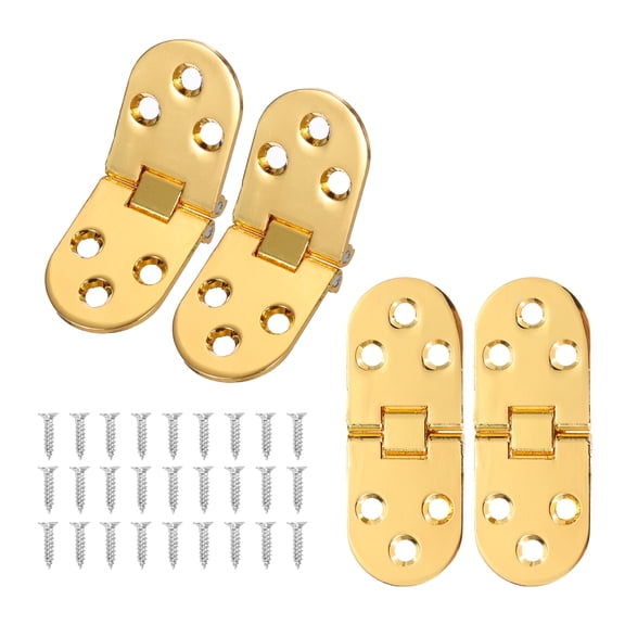 Uxcell 4pcs Sewing Machine Folding Table Flip Hinge, Gold Zinc Alloy Butler Tray Hinges with Screws