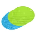 thumbnail image 1 of Uxcell 4pcs Silicone Mat for Hot Pots and Pads, Hot Pot Holders, Heat Resistant Counter Mats-Blue+Green, 1 of 5