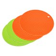thumbnail image 1 of Uxcell 4pcs Silicone Trivet Mat Drain Placemat Thermal Insulation Non-slip Table Pad-Green+Orange, 1 of 5
