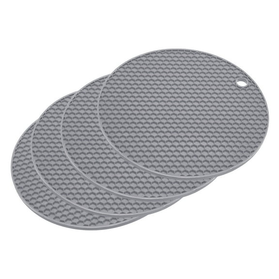 Uxcell 4pcs Silicone Trivets for Hot Pots, Hot Pads Pot Holders, Heat Resistant Trivets for Hot Dishes-Light Grey