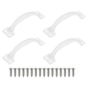 Uxcell 4pcs Sliding Barn Door Handle 3.9" Door Pull Handle, Iron Rustic Gate Handles with Screws for Drawer, Cabinets, Furniture, Indoor & Outdoor Gates, White