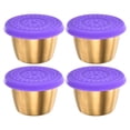 thumbnail image 1 of Uxcell 4pcs Small Condiment Containers with Lids, Stainless Steel Condiment Cup Dipping  Cups, Purple, 1 of 6