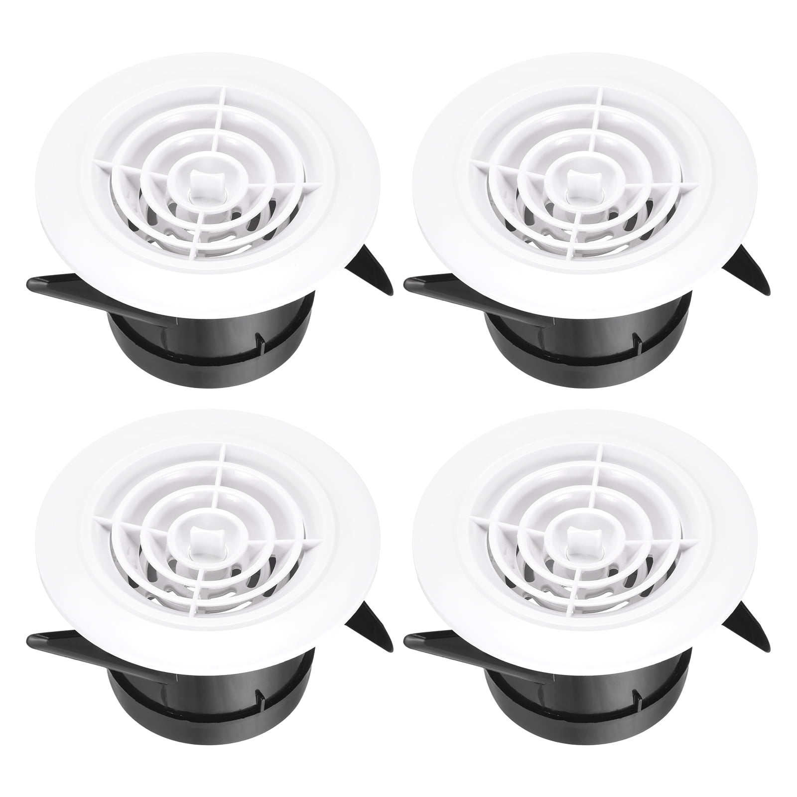 Uxcell 4pcs Soffit Vent 3" ABS Adjustable Round Louvered Vent Cover Grille Cover Ceiling Diffuser for Home Bathroom Office Kitchen Ventilation System