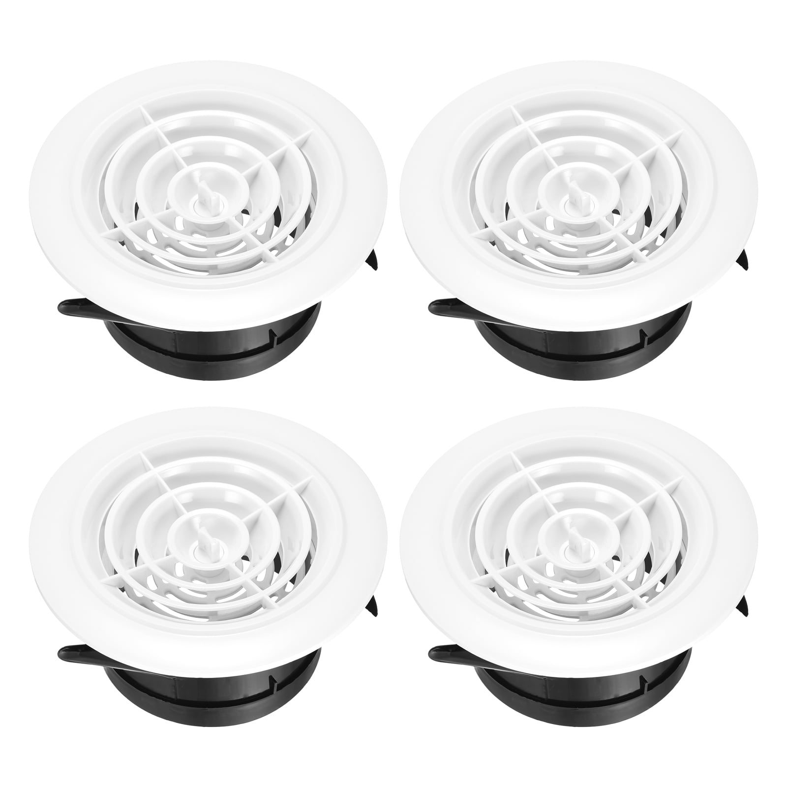 Uxcell 4pcs Soffit Vent 4" ABS Adjustable Round Louvered Vent Cover Grille Cover Ceiling Diffuser for Home Bathroom Office Kitchen Ventilation System