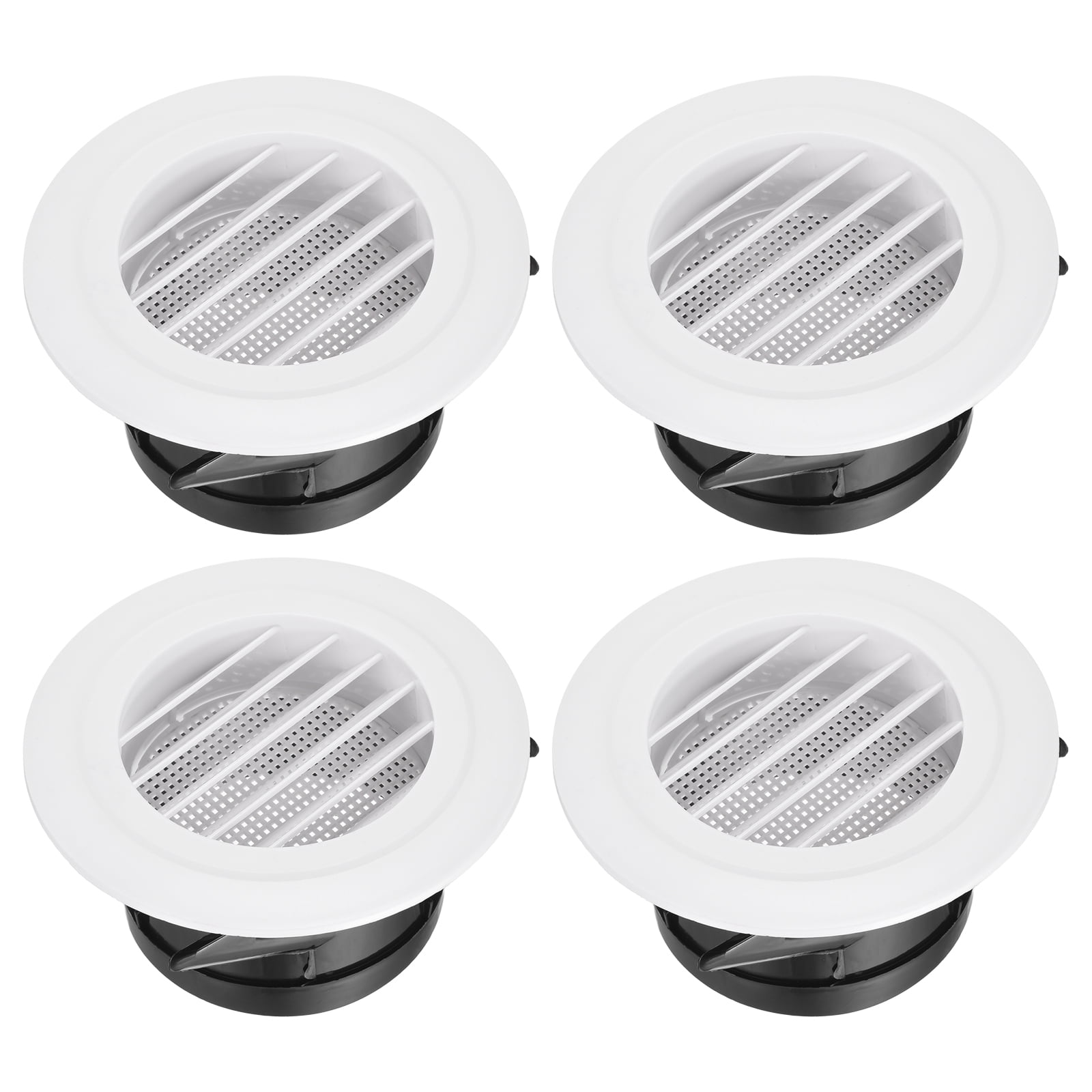 Uxcell 4pcs Soffit Vent 4" ABS Louvered Exhaust Vent Grille Cover Ceiling Diffuser with Built-in Screen Mesh for Home Bathroom Office Kitchen Ventilation System