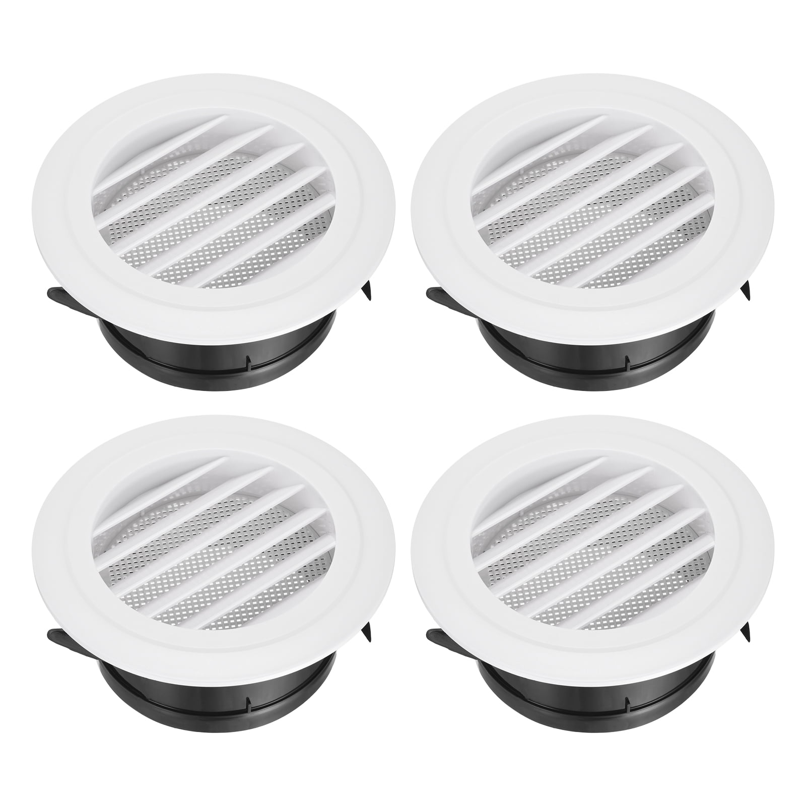 Uxcell 4pcs Soffit Vent 5" ABS Louvered Exhaust Vent Grille Cover Ceiling Diffuser with Built-in Screen Mesh for Home Bathroom Office Kitchen Ventilation System