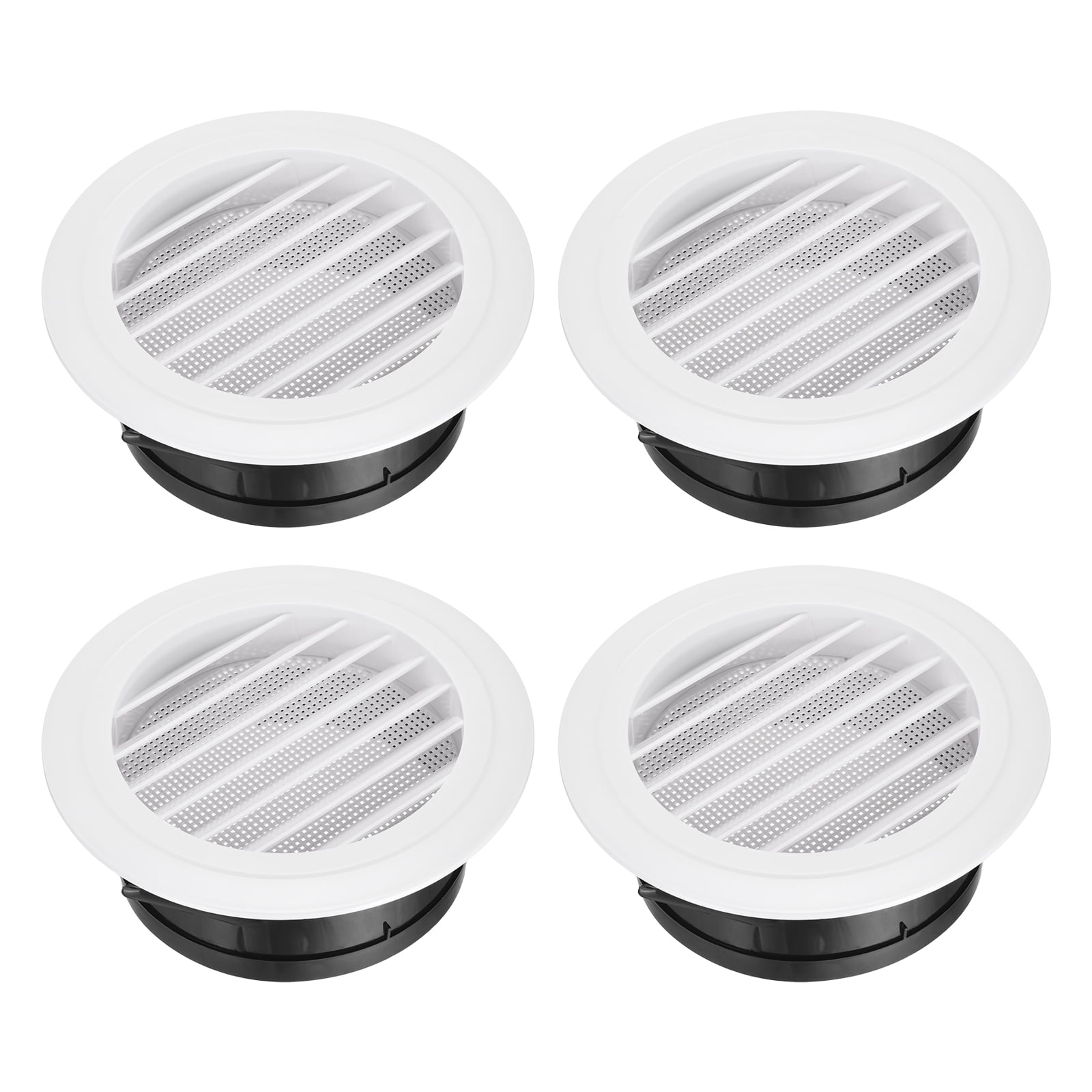 Uxcell 4pcs Soffit Vent 6" ABS Louvered Exhaust Vent Grille Cover Ceiling Diffuser with Built-in Screen Mesh for Home Bathroom Office Kitchen Ventilation System