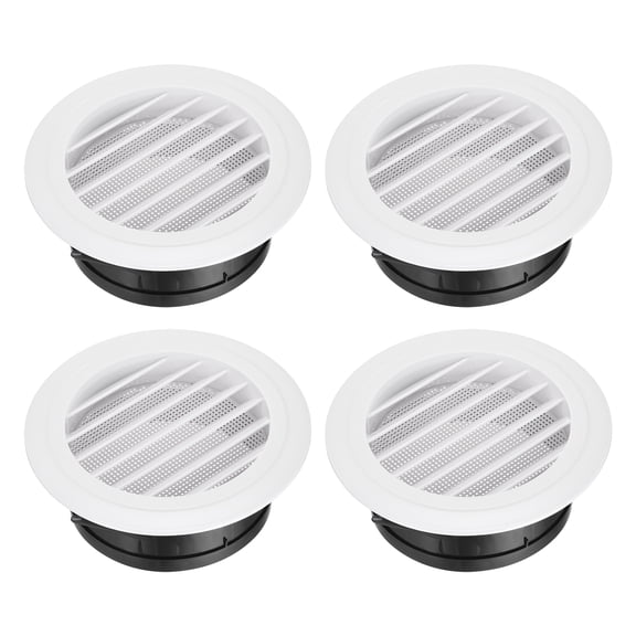 Uxcell 4pcs Soffit Vent 6" ABS Louvered Exhaust Vent Grille Cover Ceiling Diffuser with Built-in Screen Mesh for Home Bathroom Office Kitchen Ventilation System