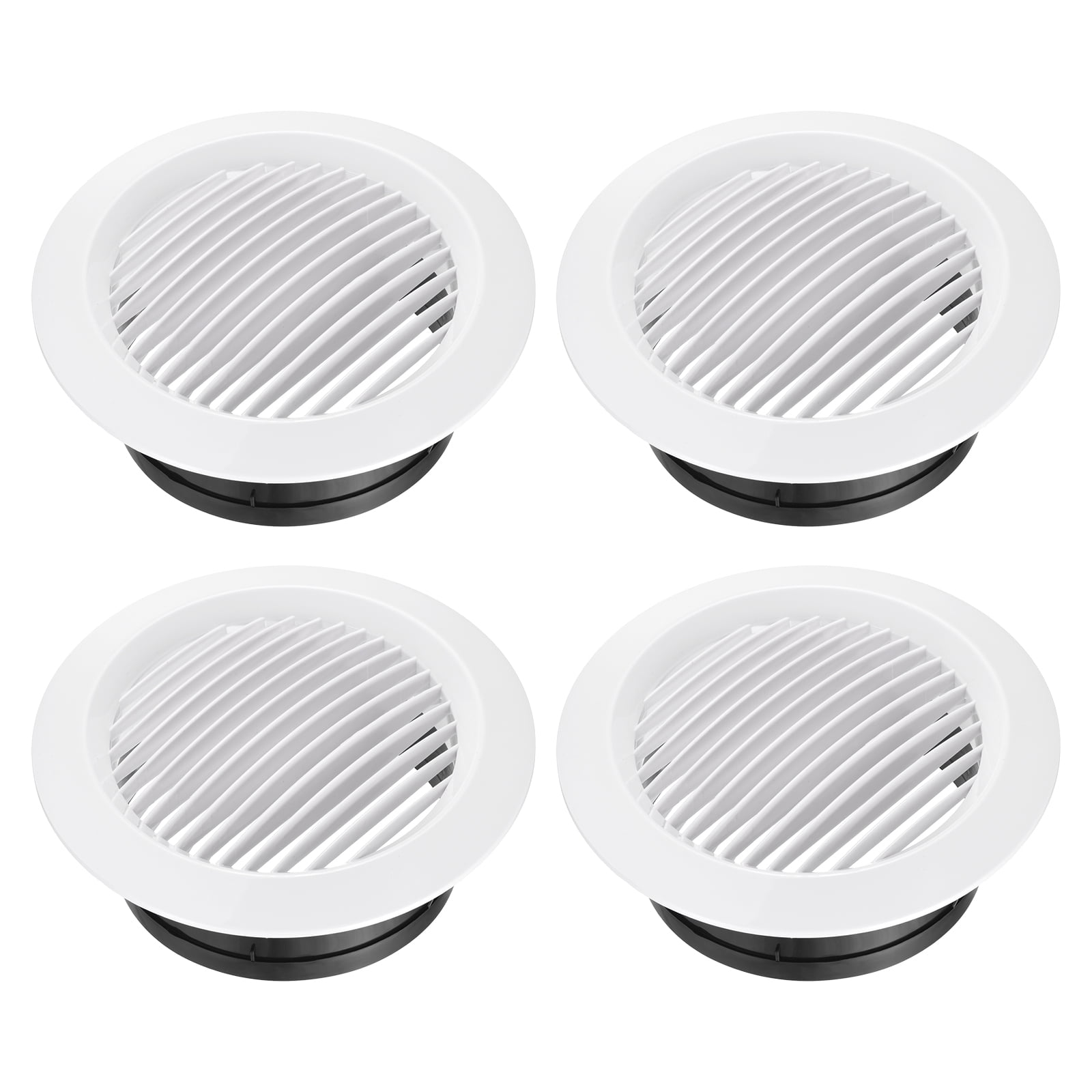 Uxcell 4pcs Soffit Vent 6" ABS Round Exhaust Louvered Soffit Vent Grille Cover Ceiling Diffuser for Home Bathroom Office Kitchen Ventilation System