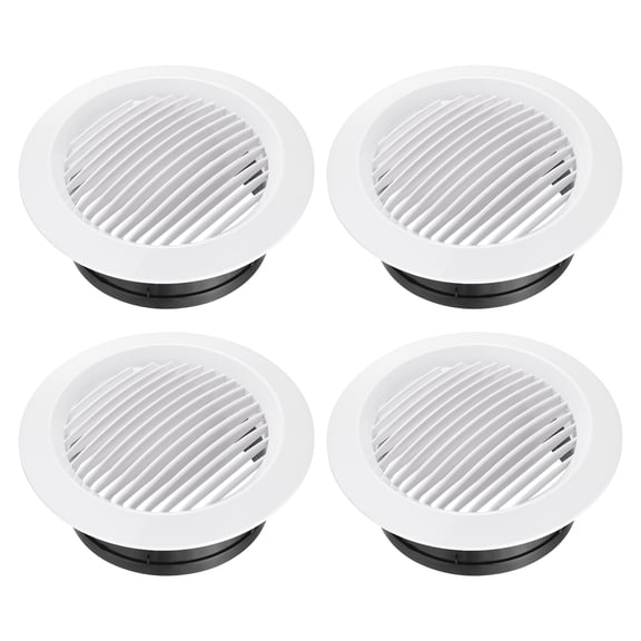 Uxcell 4pcs Soffit Vent 6" ABS Round Exhaust Louvered Soffit Vent Grille Cover Ceiling Diffuser for Home Bathroom Office Kitchen Ventilation System