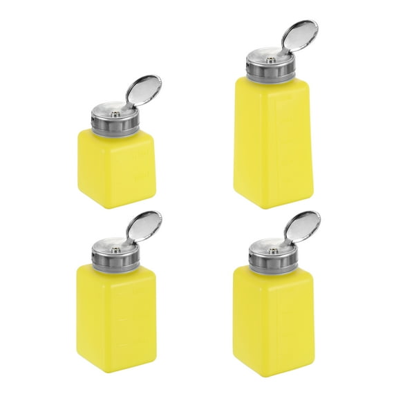 Uxcell 4pcs Solvent Alcohol Dispenser 120ml/180ml/200ml/250ml Push Down Liquid Dispenser Pump Bottle, Yellow