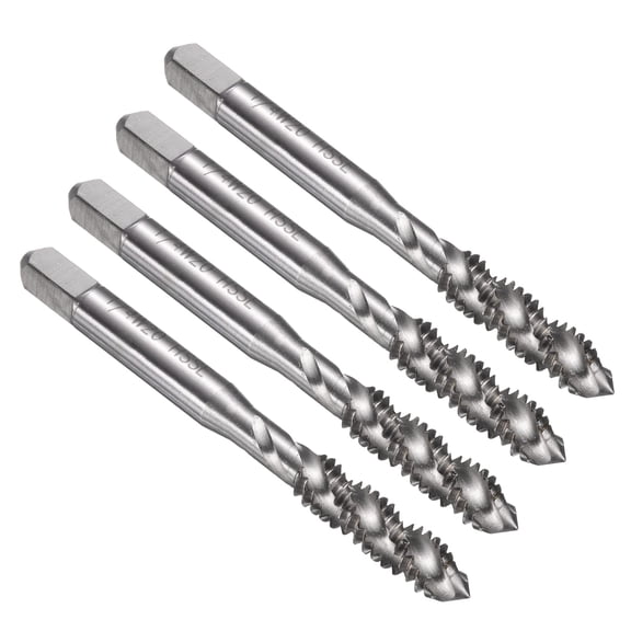 Uxcell 4pcs Spiral Flute Thread Taps 1/4-20 BSW H2 Machine Threading Tap Bit, Uncoated Screw Tapping Repair Tool, M35 Cobalt High-Speed Steel (M35 HSS-CO)
