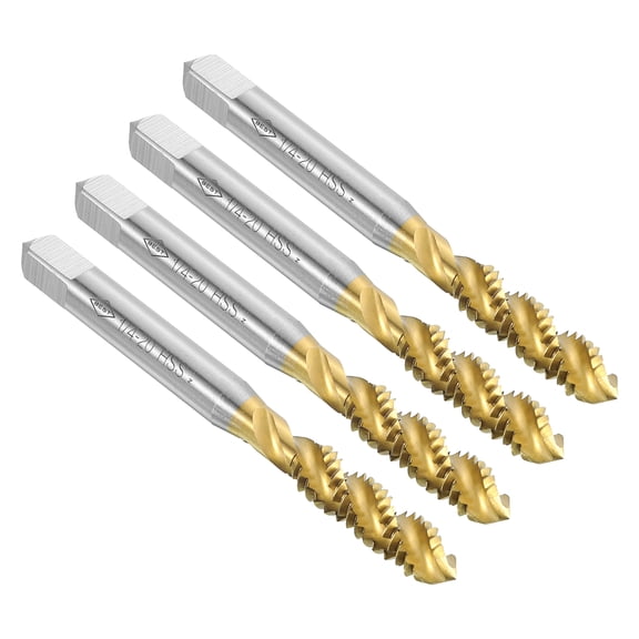 Uxcell 4pcs Spiral Flute Thread Taps 1/4-20 UNC Titanium Coated Screw Threading Tapping Tools
