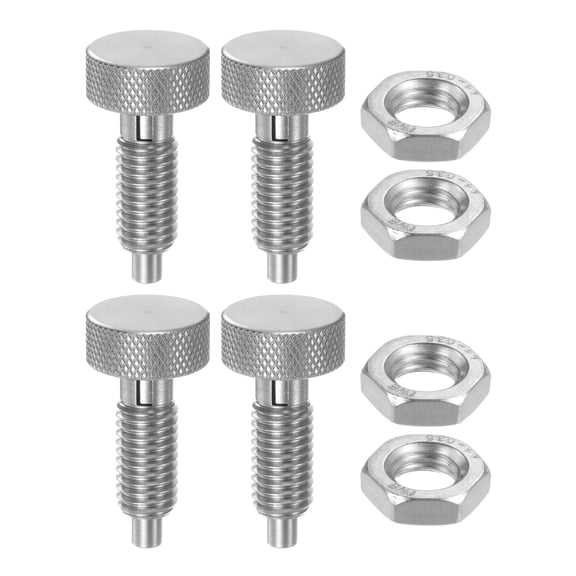 Uxcell 4pcs Spring Plunger M10x1.5 Thread Size Pin Dia.5mm Knurled Handle Lock Out Pin