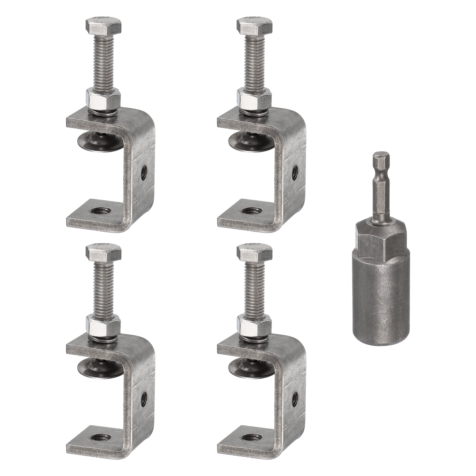 Uxcell 4pcs Stainless Steel C Clamps 1-3/4"(45mm) Wide Jaw Opening Heavy Duty Adjustable U Clamp with Socket for Woodworking Welding Building Household Mounting