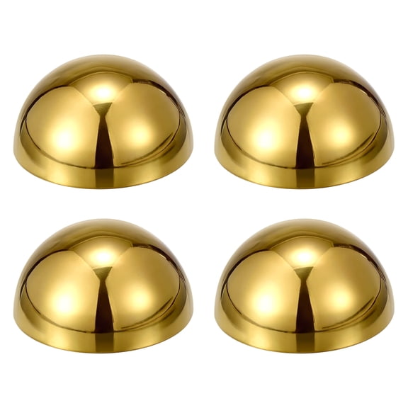 Uxcell 4pcs Stainless Steel Gazing Sphere, 3.5" Hollow Mirror Polished Hemisphere Wall Decor Semi Ball Reflective Outdoor Ornament for Garden Gate Stair Handrails, Golden