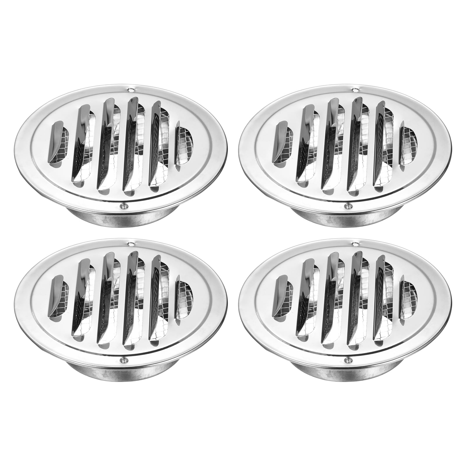 Uxcell 4pcs Stainless Steel Soffit Vent 3.2" Round Louver Grille Cover Air Vent Hood Soffit Exhaust with Screen Mesh for Wall Ceiling Mount Bathroom Garage Attic Ventilation