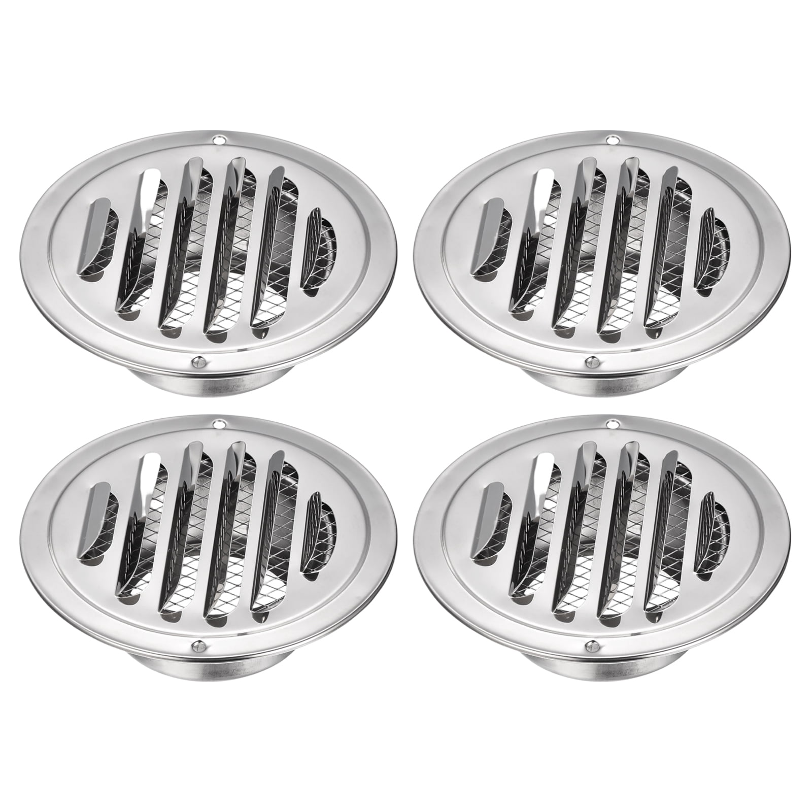 Uxcell 4pcs Stainless Steel Soffit Vent 3" Round Louver Grille Cover Air Vent Hood Soffit Exhaust with Screen Mesh for Wall Ceiling Mount Bathroom Garage Attic Ventilation