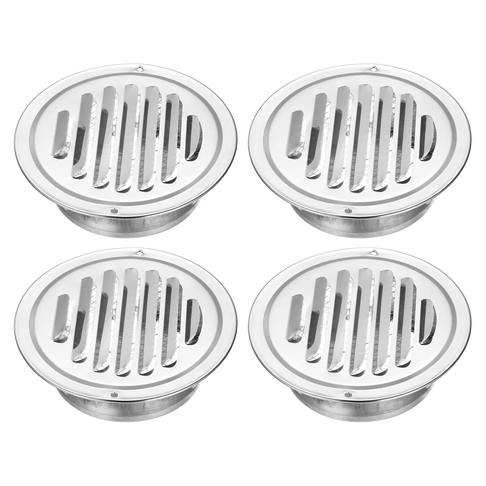 Uxcell 4pcs Stainless Steel Soffit Vent 4.3" Round Louver Grille Cover Air Vent Hood Soffit Exhaust with Screen Mesh for Wall Ceiling Mount Bathroom Garage Attic Ventilation