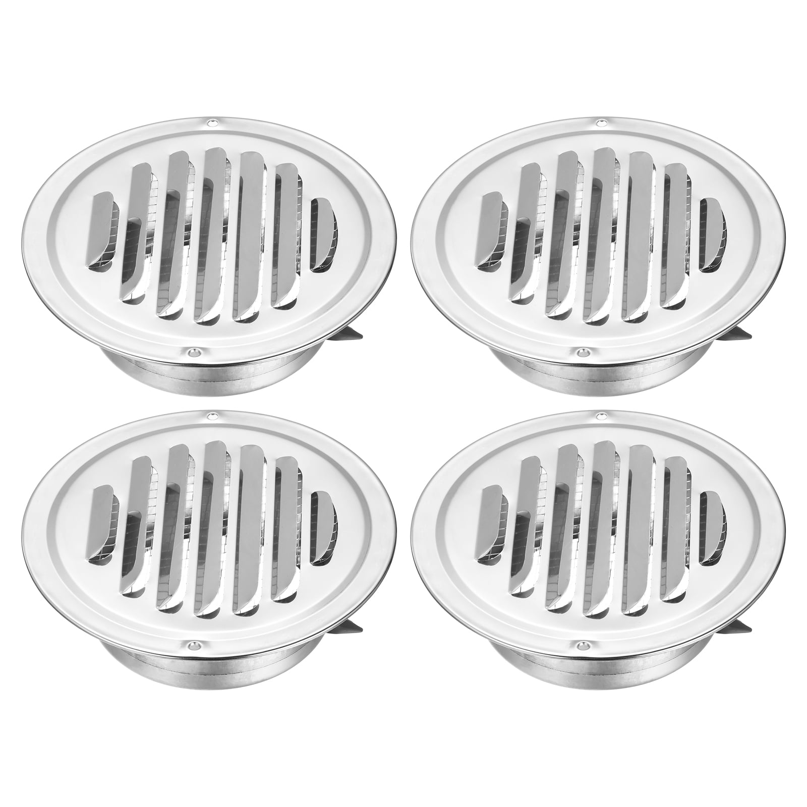 Uxcell 4pcs Stainless Steel Soffit Vent 4" Round Louver Grille Cover Air Vent Hood Soffit Exhaust with Screen Mesh for Wall Ceiling Mount Bathroom Garage Attic Ventilation