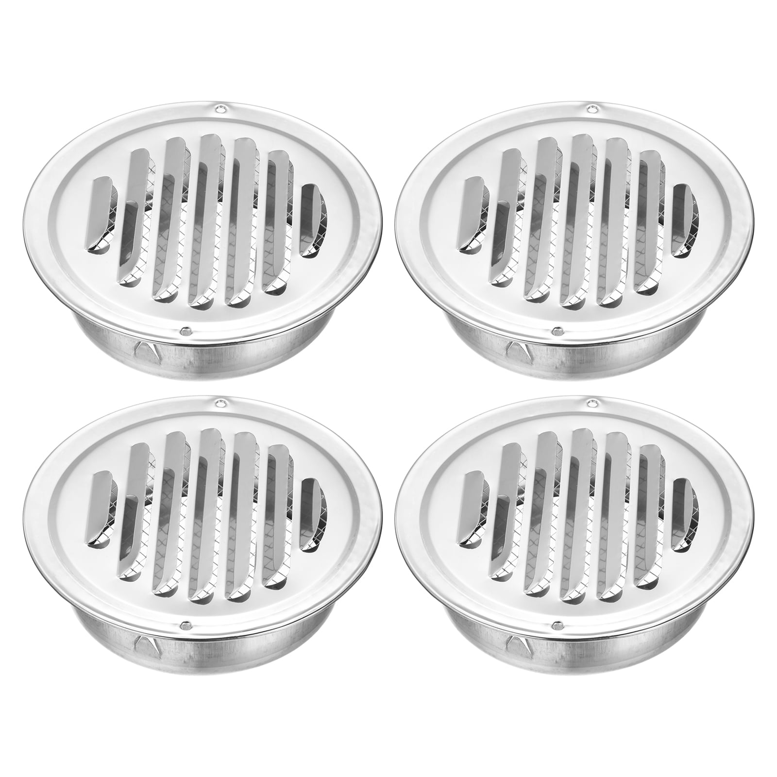 Uxcell 4pcs Stainless Steel Soffit Vent 5" Round Louver Grille Cover Air Vent Hood Soffit Exhaust with Screen Mesh for Wall Ceiling Mount Bathroom Garage Attic Ventilation