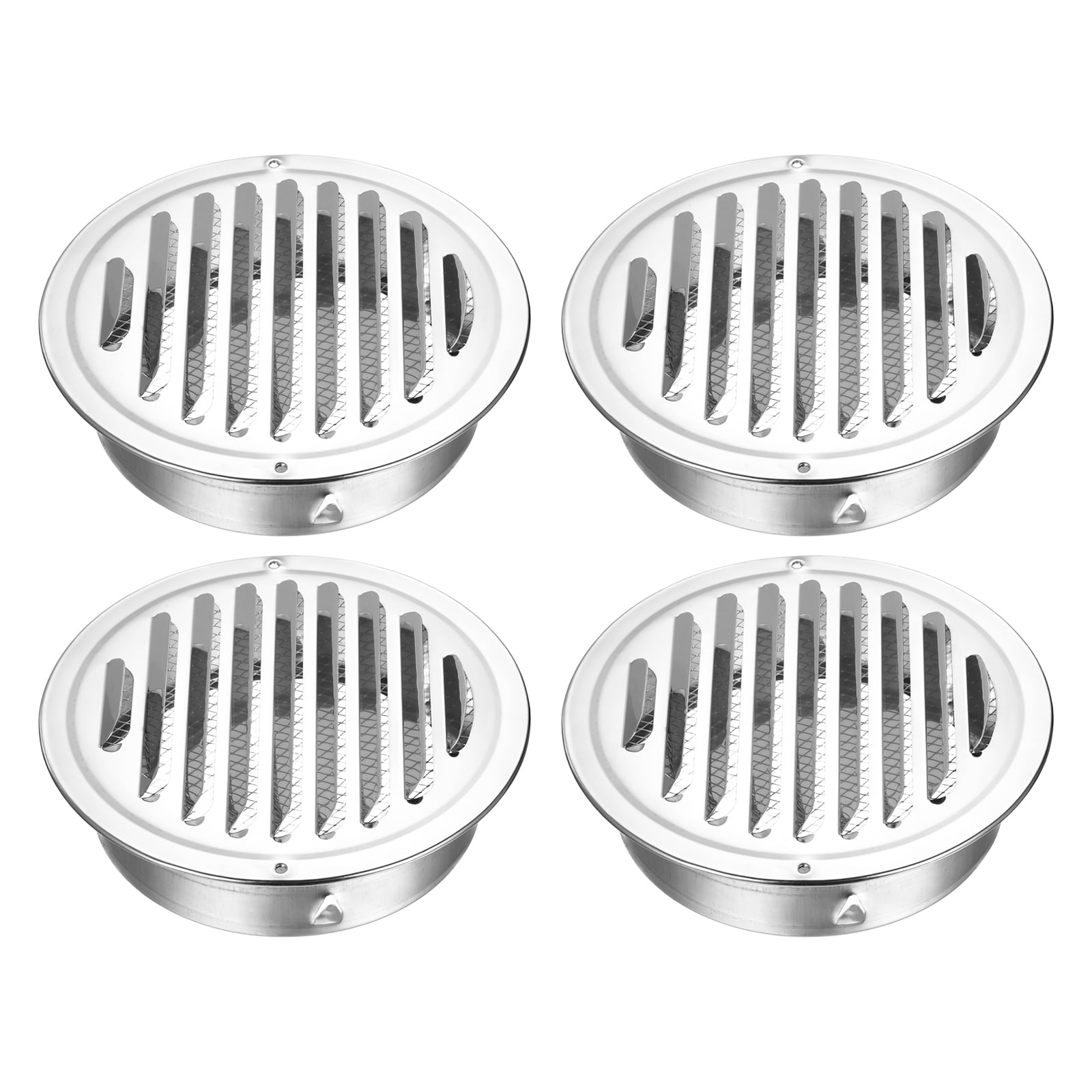 Uxcell 4pcs Stainless Steel Soffit Vent 6.3" Round Louver Grille Cover Air Vent Hood Soffit Exhaust with Screen Mesh for Wall Ceiling Mount Bathroom Garage Attic Ventilation