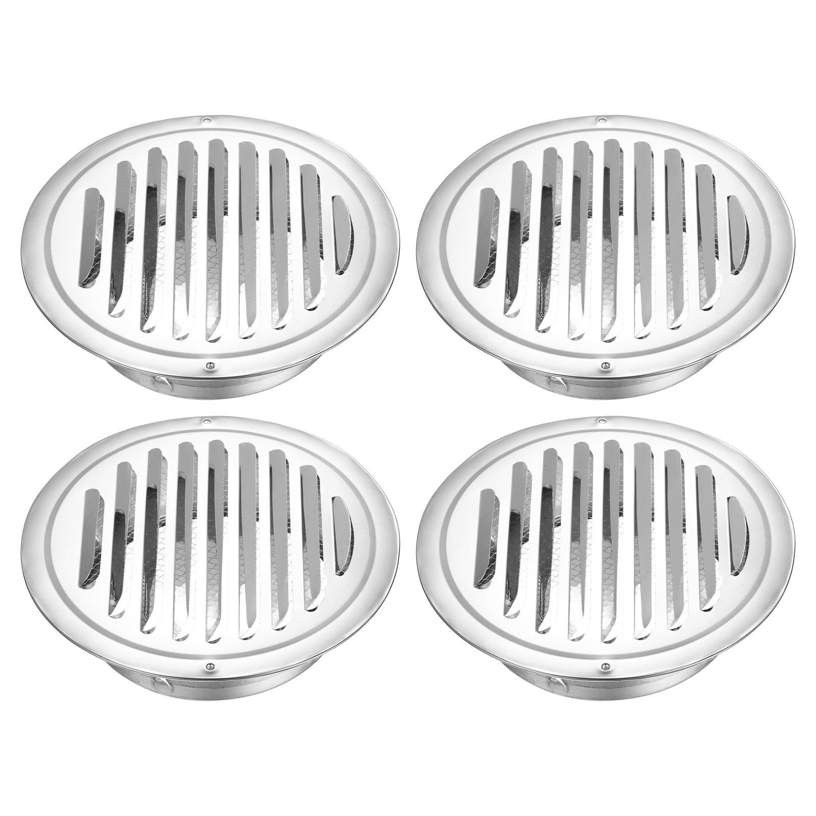 Uxcell 4pcs Stainless Steel Soffit Vent 6.7" Round Louver Grille Cover Air Vent Hood Soffit Exhaust with Screen Mesh for Wall Ceiling Mount Bathroom Garage Attic Ventilation