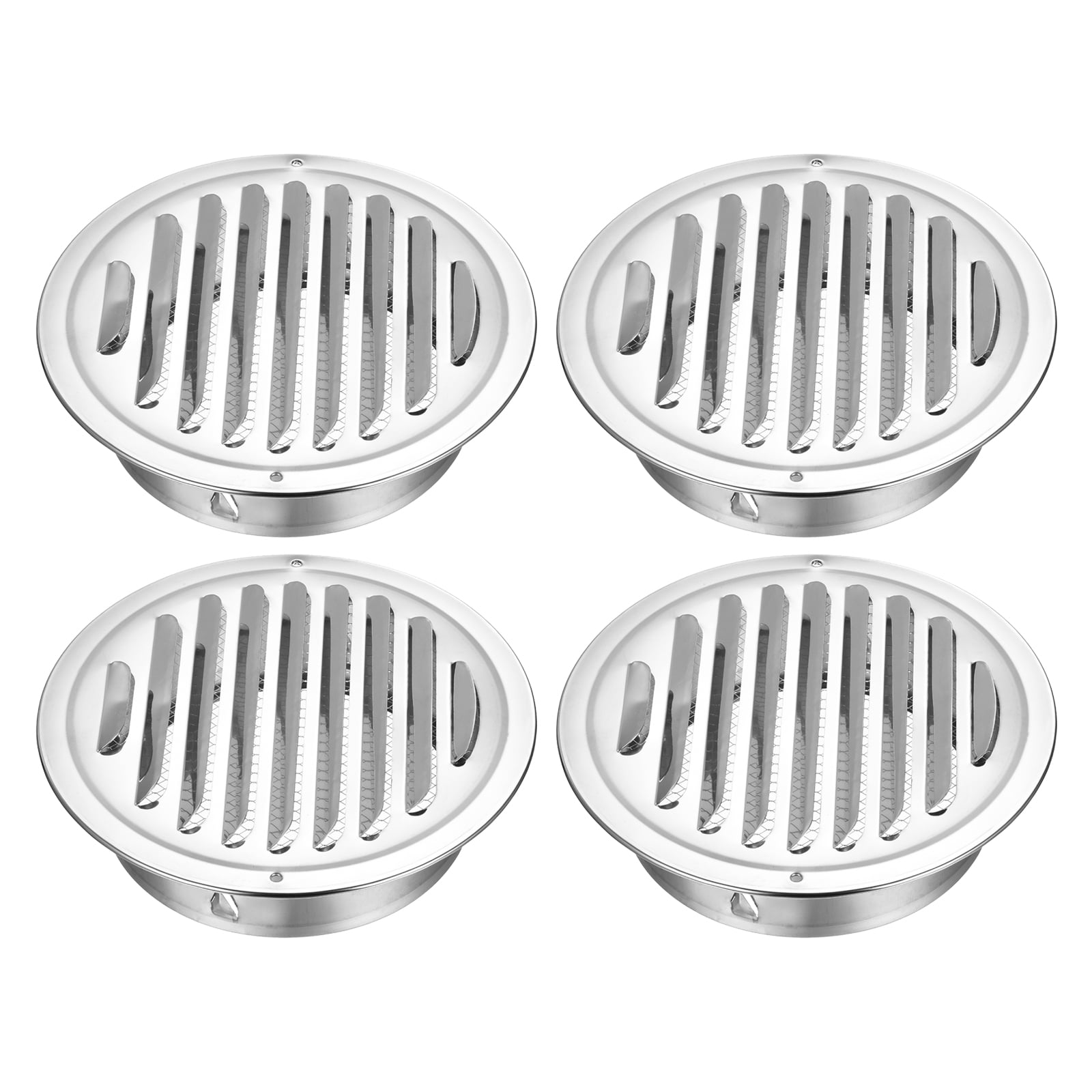 Uxcell 4pcs Stainless Steel Soffit Vent 6" Round Louver Grille Cover Air Vent Hood Soffit Exhaust with Screen Mesh for Wall Ceiling Mount Bathroom Garage Attic Ventilation