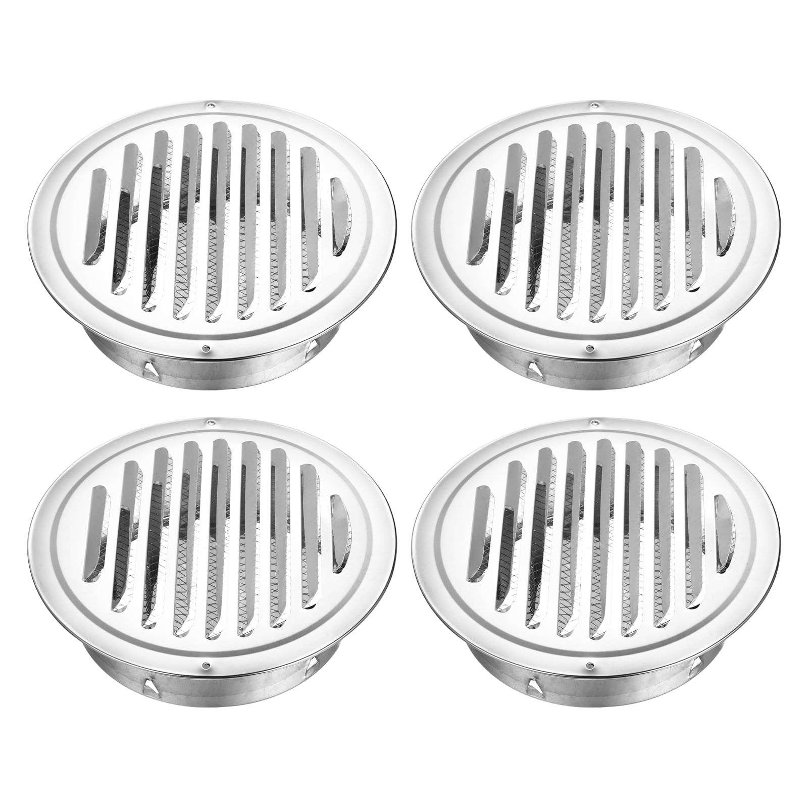 Uxcell 4pcs Stainless Steel Soffit Vent 7" Round Louver Grille Cover Air Vent Hood Soffit Exhaust with Screen Mesh for Wall Ceiling Mount Bathroom Garage Attic Ventilation
