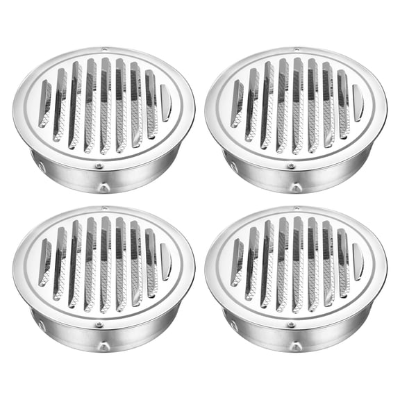 Uxcell 4pcs Stainless Steel Soffit Vent 8" Round Louver Grille Cover Air Vent Hood Soffit Exhaust with Screen Mesh for Wall Ceiling Mount Bathroom Garage Attic Ventilation