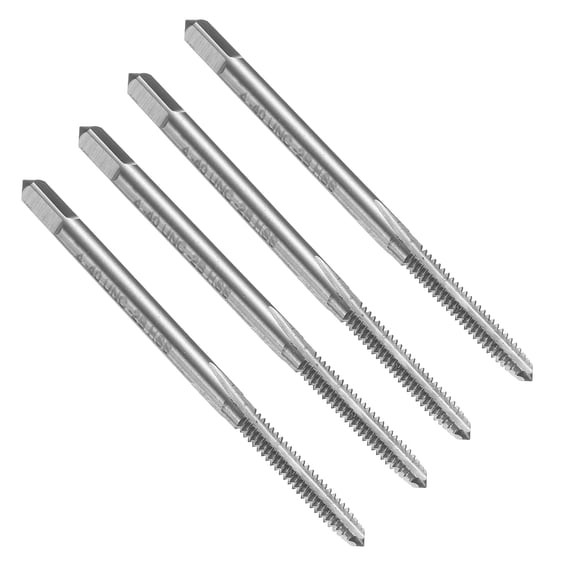 Uxcell 4pcs Straight Flute Thread Tap, 4-40 UNC AS Screw Threading Tapping Tool Machine Taps
