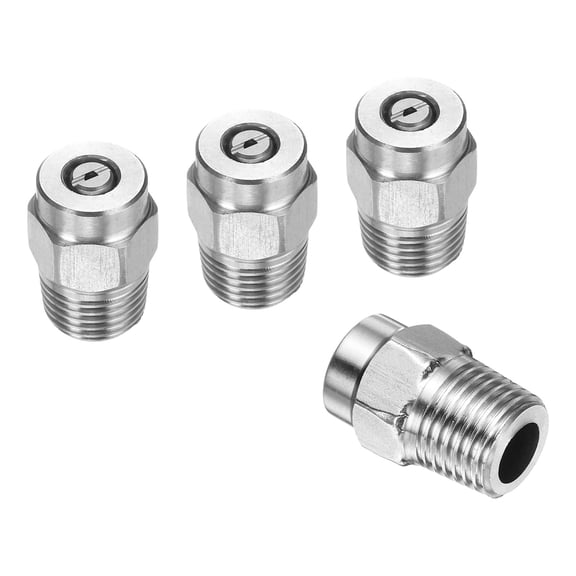 Uxcell 4pcs Surface Clean Tip 50 Degree 1/4 Inch NPT Male 1.311 Orifice 4000 PSI Stainless Steel Threaded Pressure Washer Spray Nozzles for Water gun Water Broom
