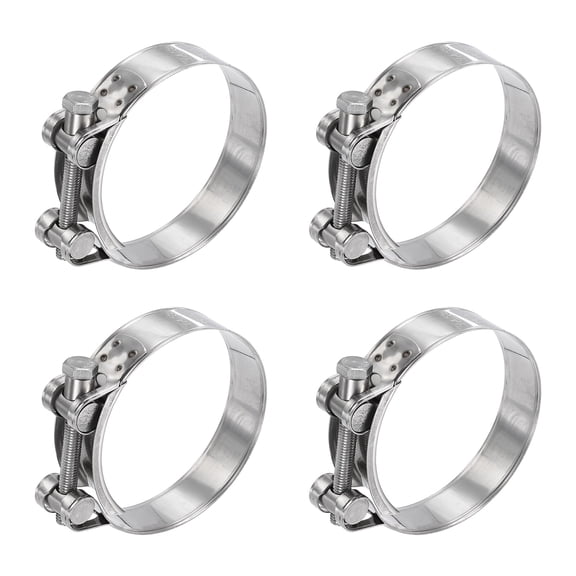 Uxcell 4pcs T-Bolt Hose Clamp 3.39-3.58" Adjustable Intake Radiator Pipe Clamps