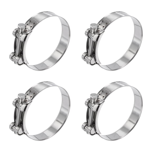 Uxcell 4pcs T-Bolt Hose Clamp 3.86-4.06" Adjustable Intake Radiator Pipe Clamps