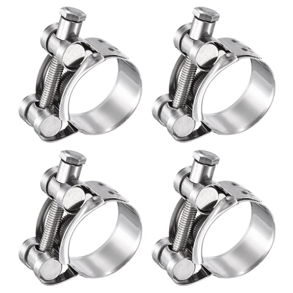 Uxcell 4pcs T-Bolt Hose Clamps, 29-31mm (1.14"-1.22") Clamping Range, Stainless Steel Adjustable Intake Radiator Fuel Line Pipe Clamps for Automotive Plumbing Industrial Pipes