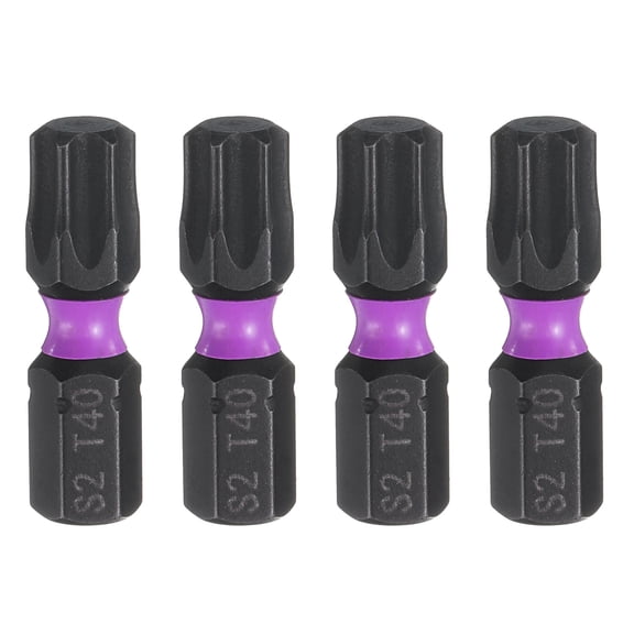 Uxcell 4pcs T40 Torx Screwdriver Bit 1/4" Hex Shank 25mm/1" Length Magnetic Star 6 Point Head Hex Bits S2 Steel Screw Driver Bit Industrial Grade Electric Drill Bits