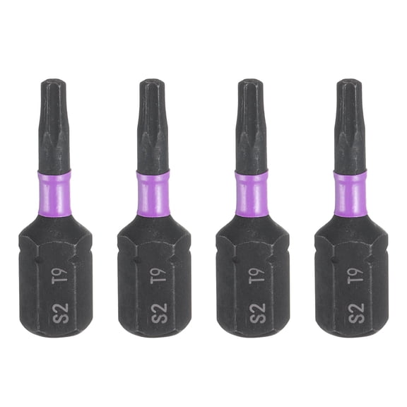 Uxcell 4pcs T9 Torx Screwdriver Bit 1/4" Hex Shank 25mm/1" Length Magnetic Star 6 Point Head Hex Bits S2 Steel Screw Driver Bit Industrial Grade Electric Drill Bits