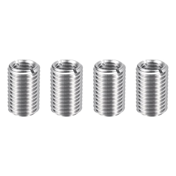 Uxcell 4pcs Thread Repair Inserts M16 x 2 Male to M12 x 1.75 Female Thread 25mm Long Stainless Steel Reducing Nuts Metric Self Tapping Sleeves