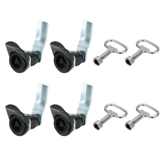 Uxcell 4pcs Triangle Cam Lock Cabinet Lock 1-1/4" Cylinder Length with Small Keys