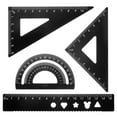 thumbnail image 1 of Uxcell 4pcs Triangular Ruler Set 15mm Aluminum Ruler Geometric Protractor Triangle Ruler Engineering Scale Black, 1 of 6