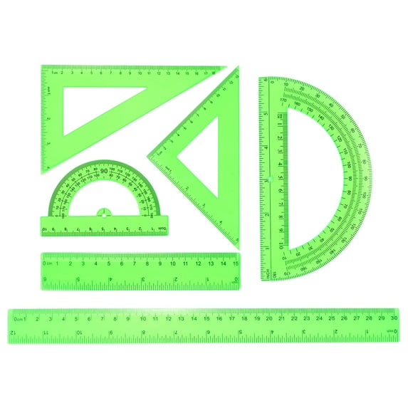 Uxcell 4pcs Triangular Ruler Set 20cm Plastic Metric Inch Ruler Geometric Protractor Triangle Ruler Engineering Scale