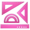 thumbnail image 1 of Uxcell 4pcs Triangular Ruler Set 20mm Aluminum Ruler Geometric Protractor Triangle Ruler Engineering Scale Pink, 1 of 6