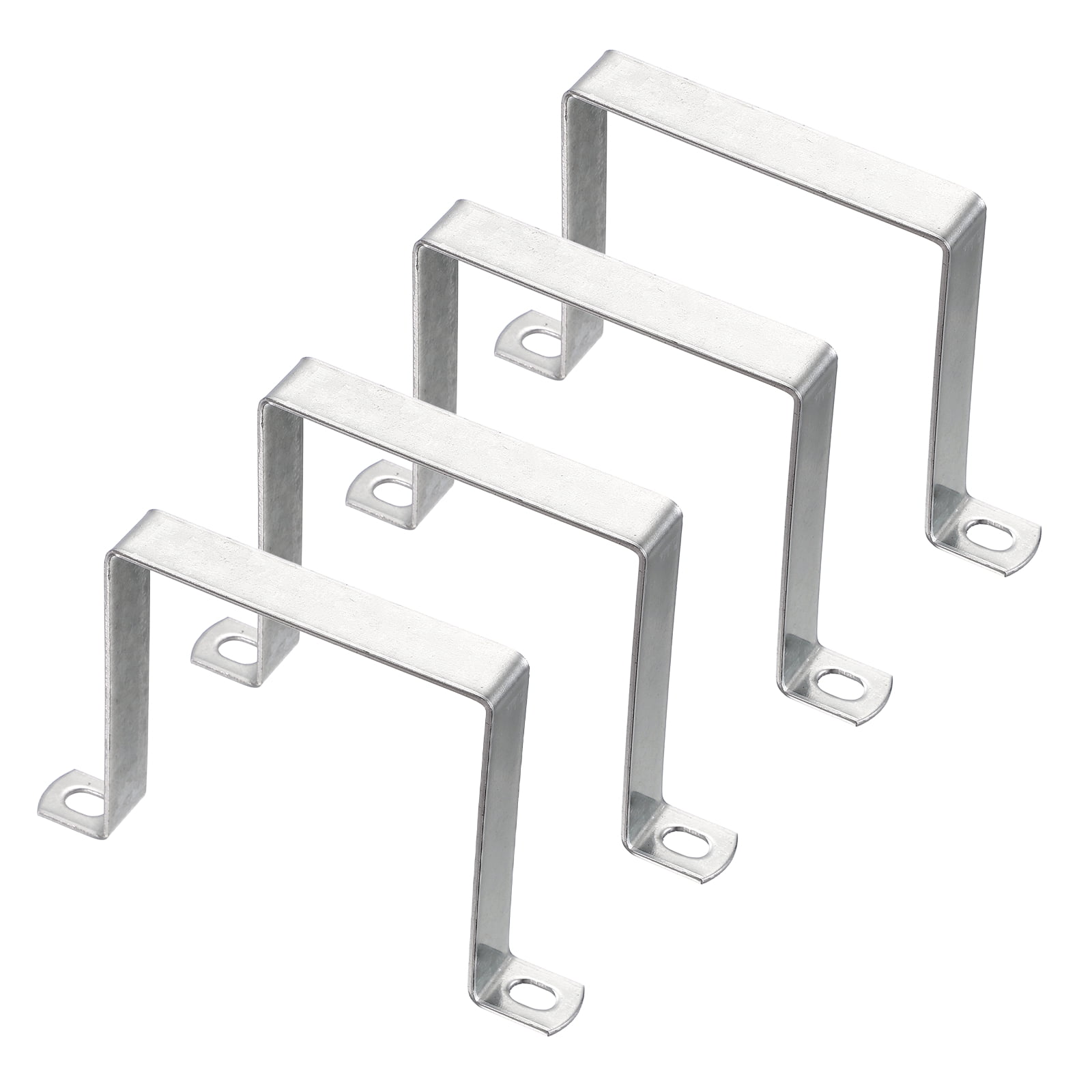 Uxcell 4pcs U Shaped Connector Bracket 3.9"x3.9" Carbon Steel Square Pipe Clamp Square Tube Buckle for Pipe Hose Cable Automotive Parts, Silver