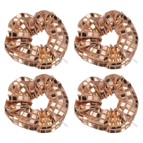 Uxcell 4pcs Velvet Scrunchie with Pocket Zipper (2 Inch) - Bright Elastic Bands Hair Ties Girls Women Hidden Compartment Pockets, for Ponytail Holder Travel Coins Keys, Champagne