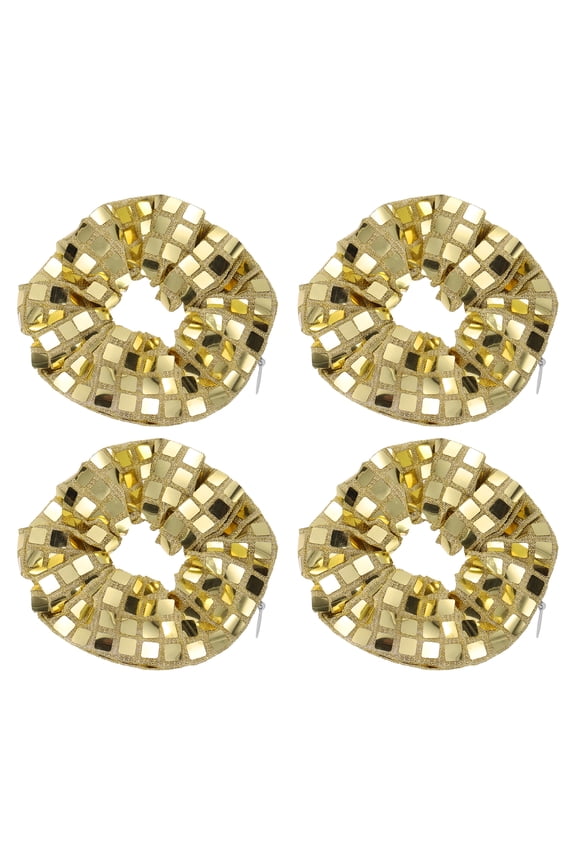 4pcs Velvet Scrunchie with Pocket Zipper (2 Inch) - Bright Elastic Bands Hair Ties Girls Women Hidden Compartment Pockets, for Ponytail Holder Travel Coins Keys, Gold