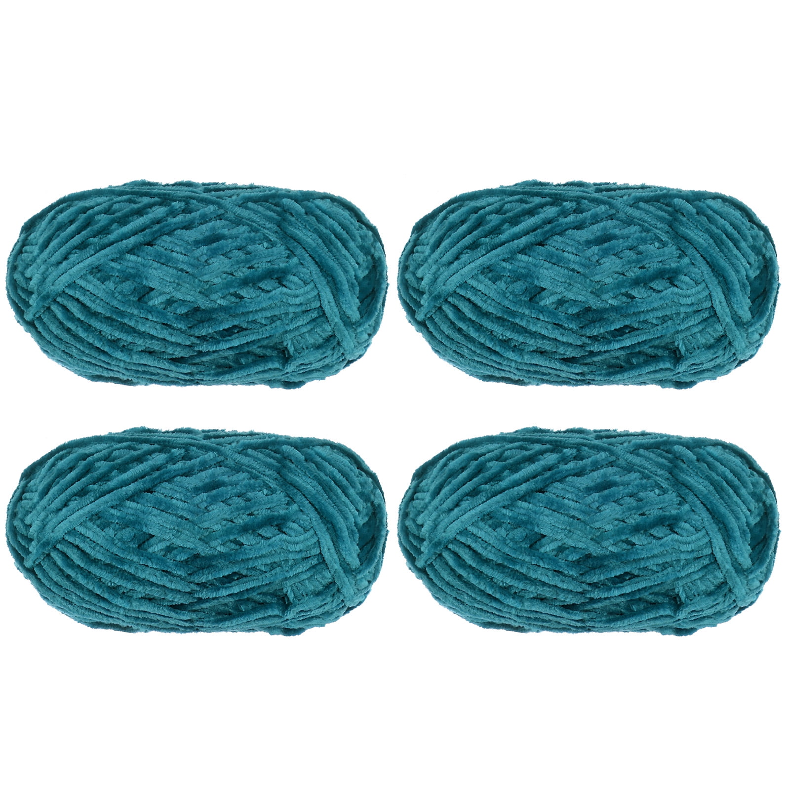 Uxcell 4pcs Velvet Yarn Soft Chenille Yarn 4x100g/14.1oz (347yds) Fluffy Yarn for Knitting Crochet Blanket Blue-Green