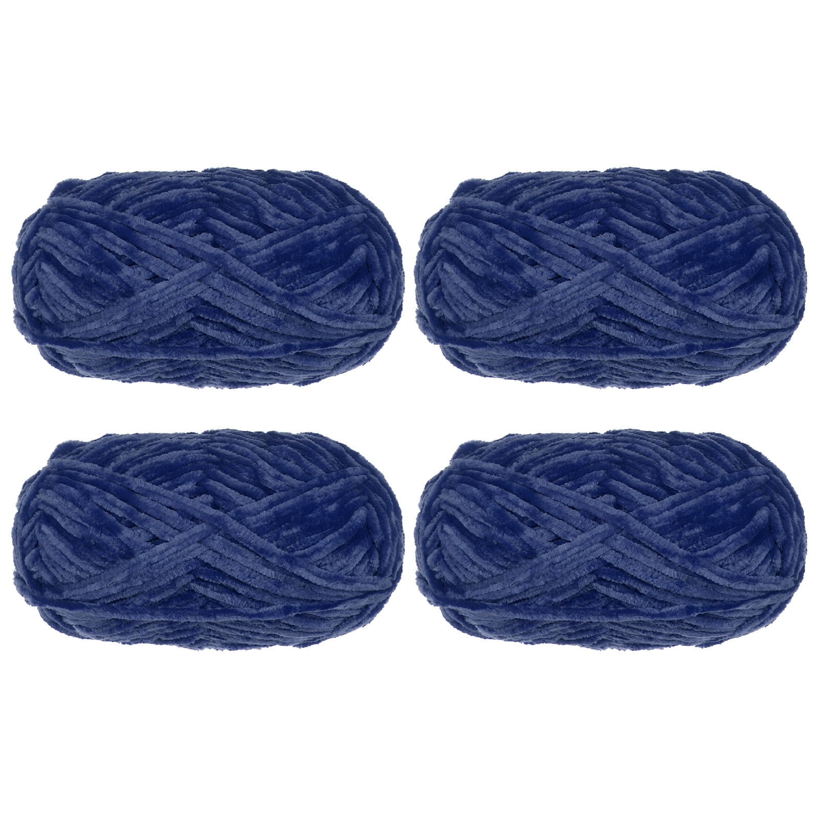 Uxcell 4pcs Velvet Yarn Soft Chenille Yarn 4x100g/14.1oz (347yds) Fluffy Yarn for Knitting Crochet Blanket Dark Blue